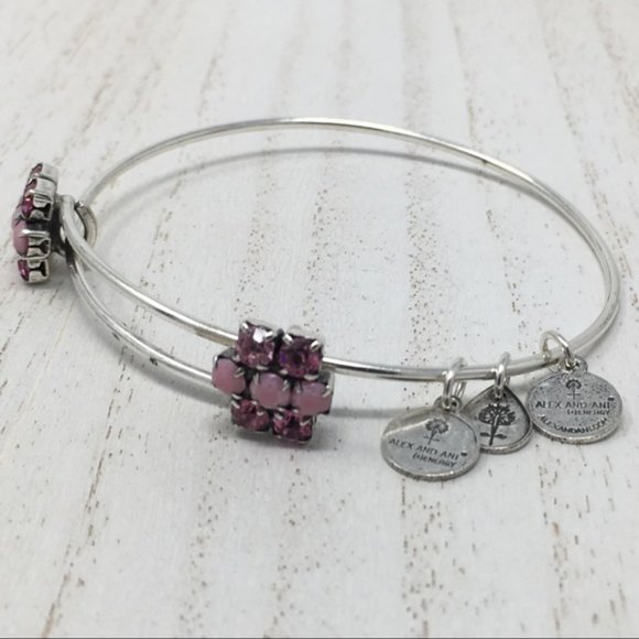 ALEX & ANI Cotton Candy Sparkler Silver Tone Bangle Swarovski - Picture 2 of 6